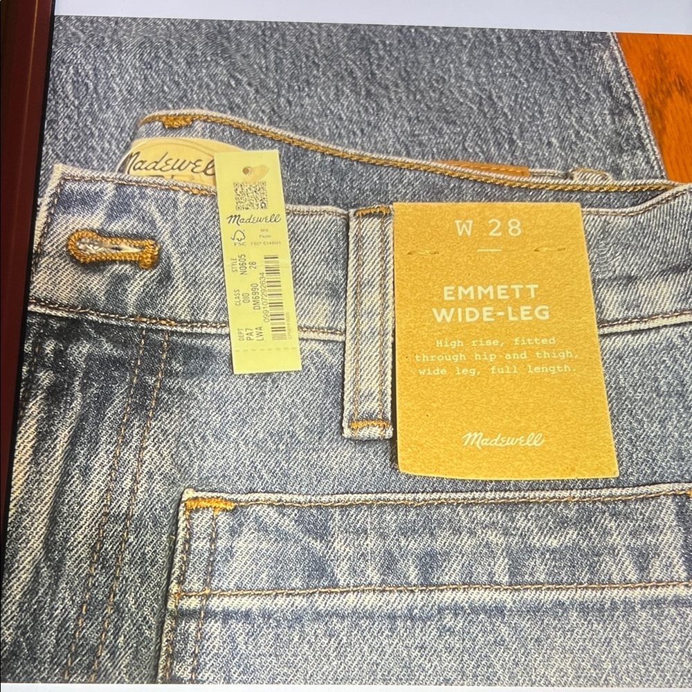 Madewell Emmett Wide-Leg Jeans in Blue size 28 by 29 Long NWTS